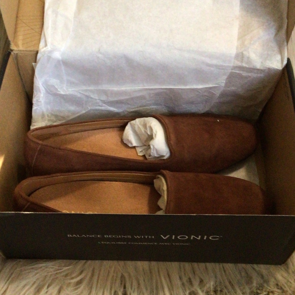 Vionic Rich Brown Suede Slip-Ons